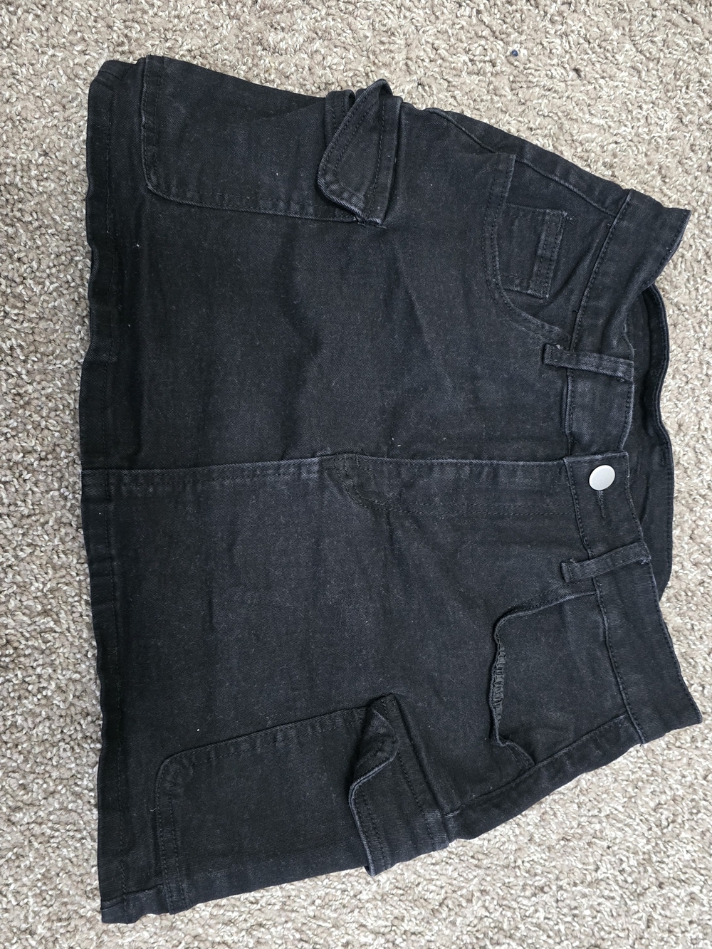 SHEIN Black Cargo Denim Skort - Pocketed Mini